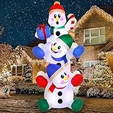 Joiedomi 6 FT Christmas Inflatable Stacked Snowman with Build-in LEDs Blow Up Inflatables for Xmas Party, Home Indoor Outdoor Yard Garden Lawn Winter Décor