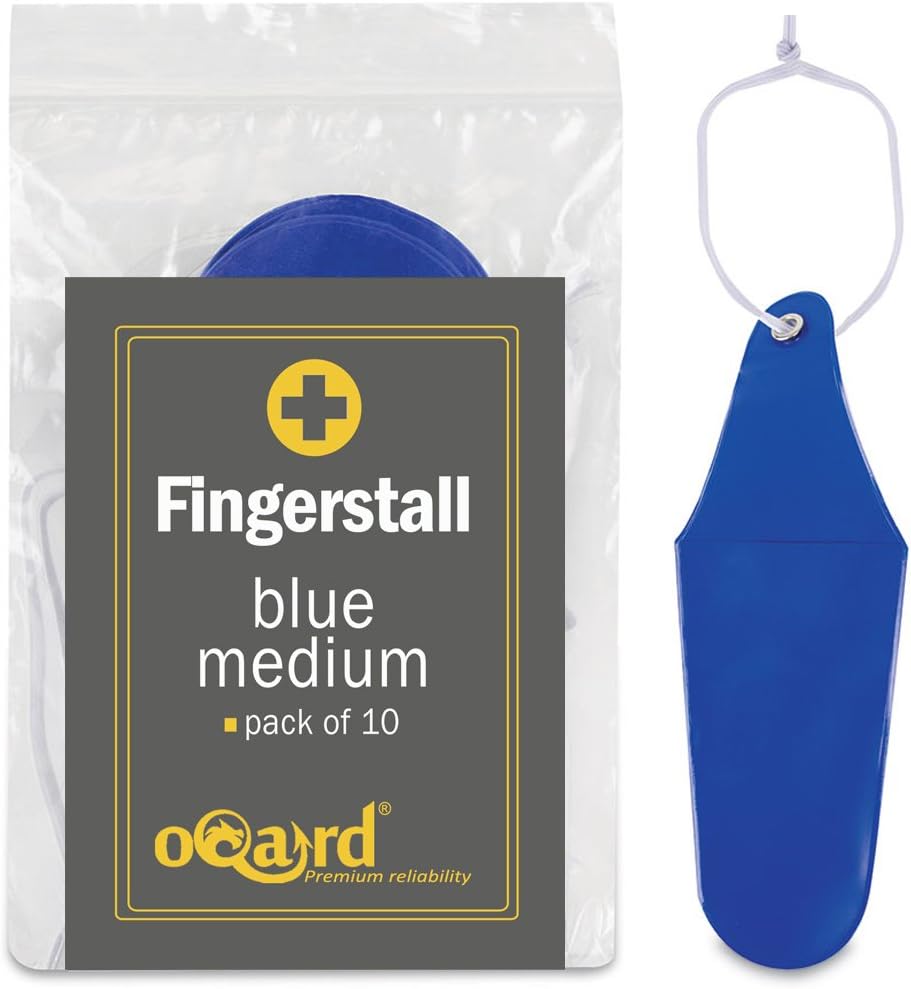 Oqard Finger Stall, Medium, Blue - Pack of 10