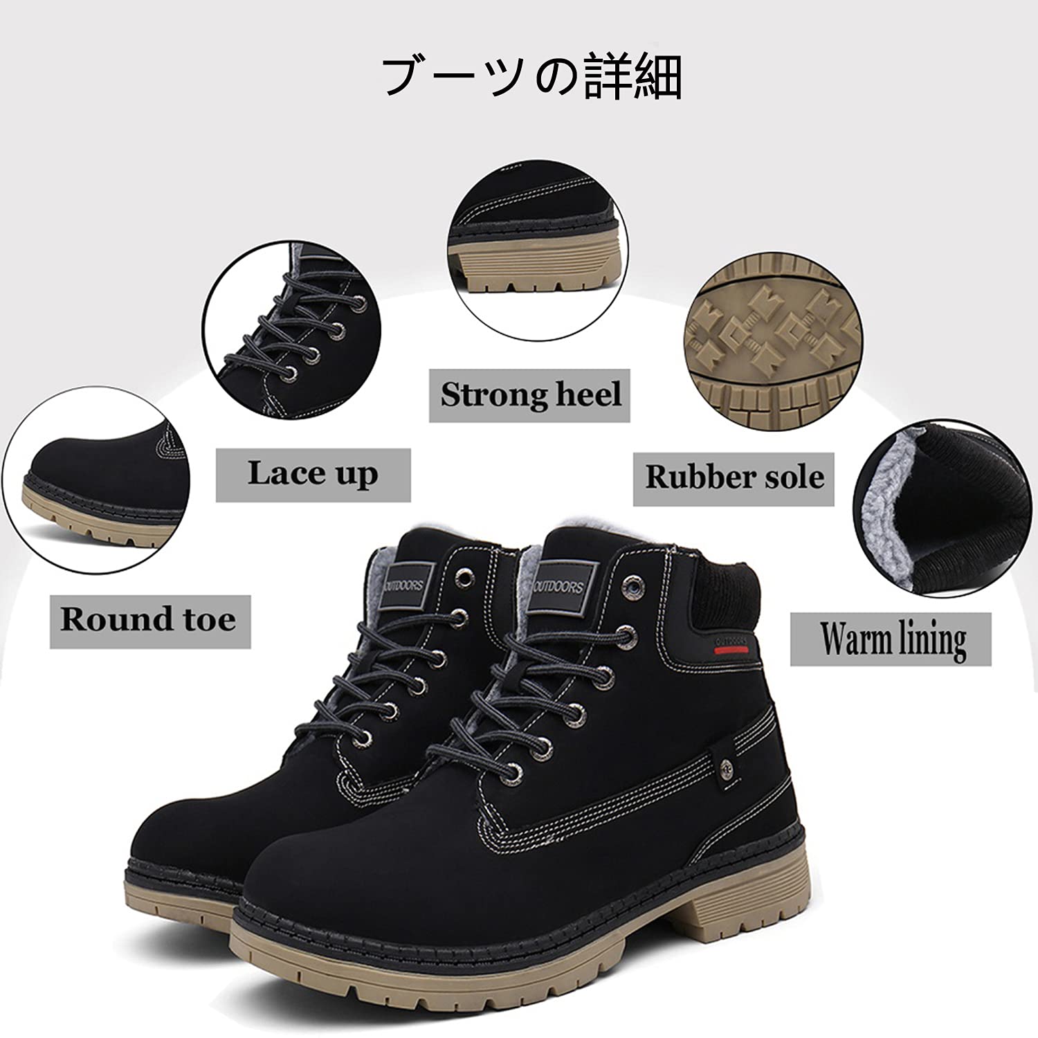[ZUSERIS] ハイキングシューズ 登山靴 スノーブーツ メンズ レディース トレッキングシューズ ハイカット アウトドア ウォーキングシューズ 防寒靴 防水 防滑 綿靴 雪靴 - 3