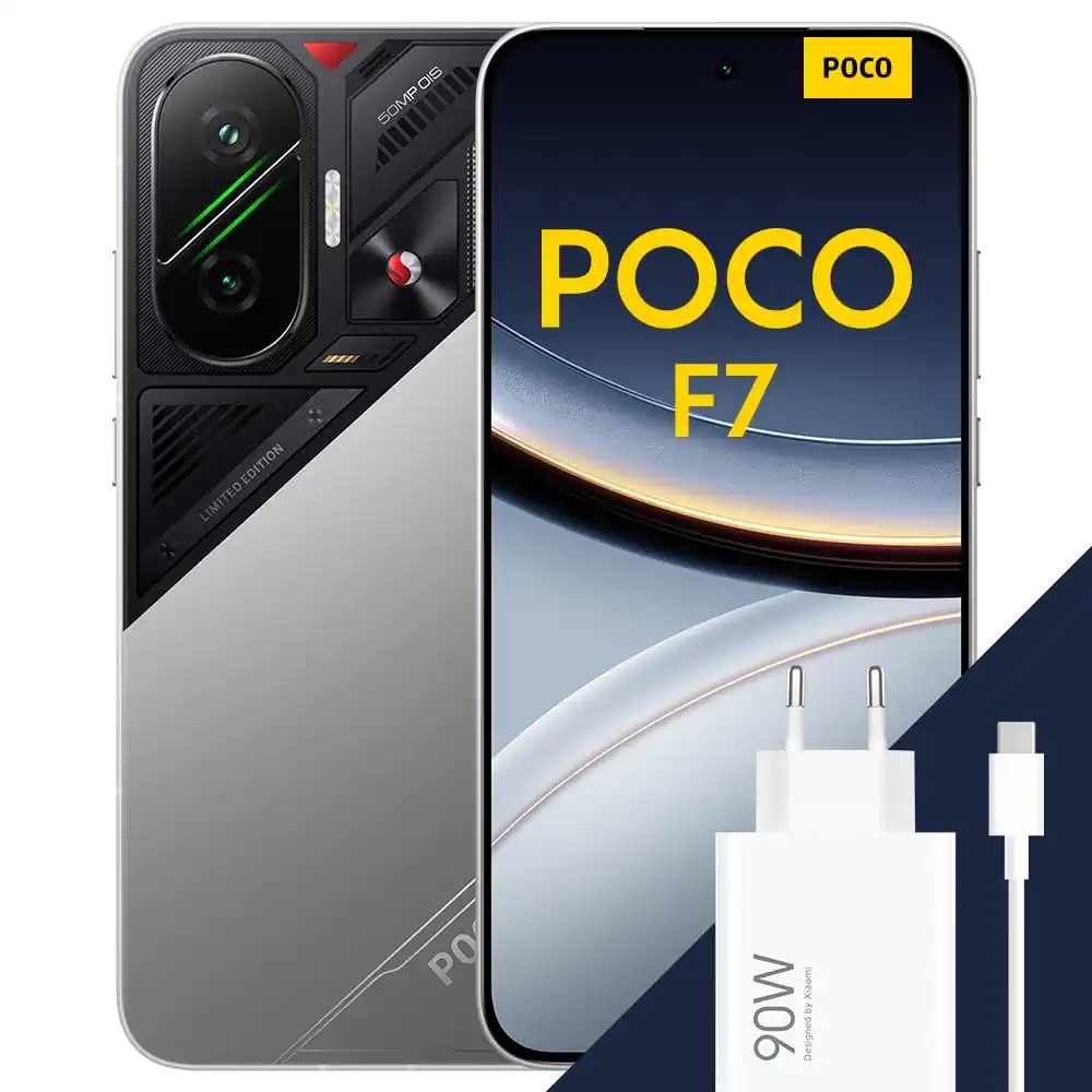 Poco F7 Smartphone, 12+256GB, Silber, Flaggschiff Snapdragon® 8s Gen 4, 6500 mAh Akku, 50 MP Sony-Kamera mit OIS, 6,83" 1,5K 120 Hz AMOLED-Display (Netzadapter im Lieferumfang enthalten)