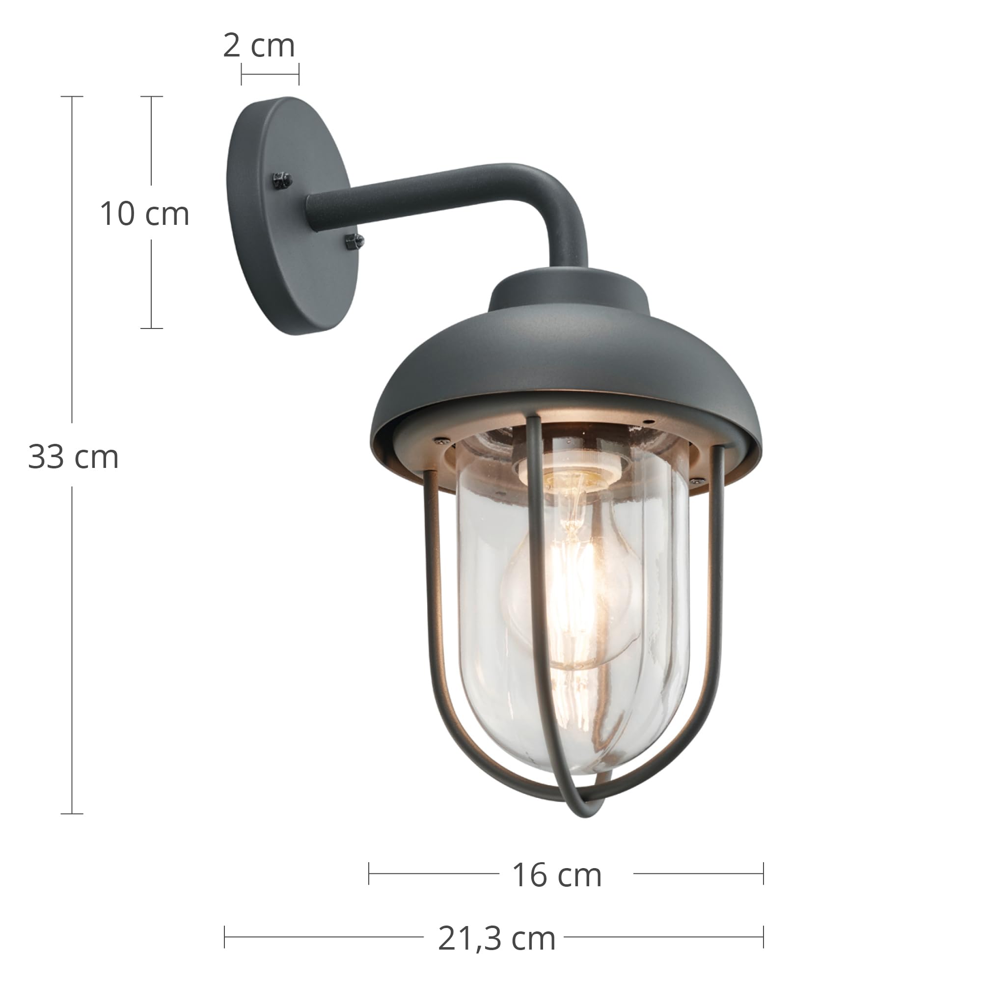 Trio Leuchten Zewnętrzna lampa ścienna Duero 202760142, aluminiowy odlew ciśnieniowy antracyt, szkło przezroczyste, bez 1x E27