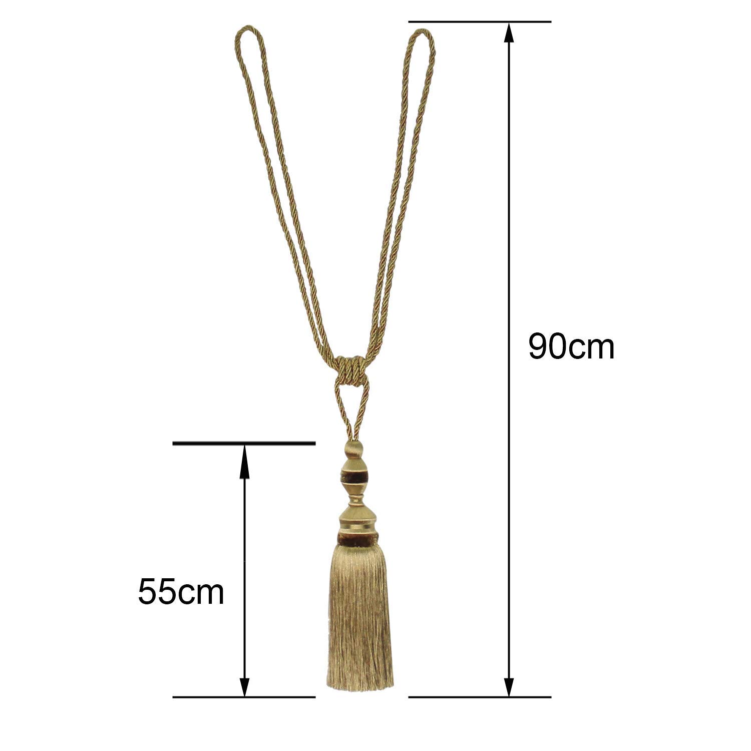 Vorhang-Raffhalter Handarbeit Elegante Vorhangseil-Ebenen Luxuriöse volle Quaste Drape Raffhalter für Home Office Dekor (Gold, 2)