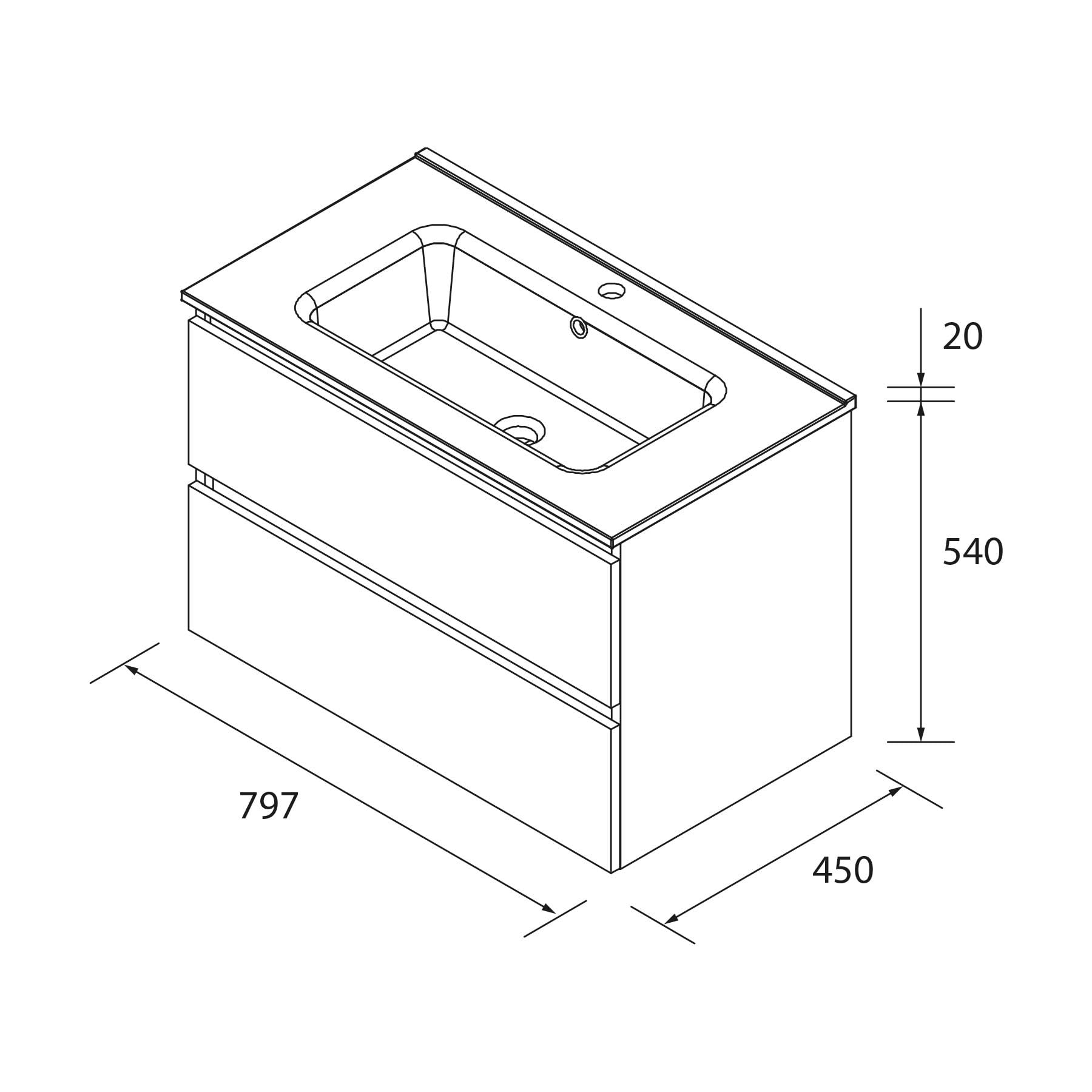 Salgar Mueble de baño Bequia 80cm + Lavabo cerámica | Nogal|80x45x56