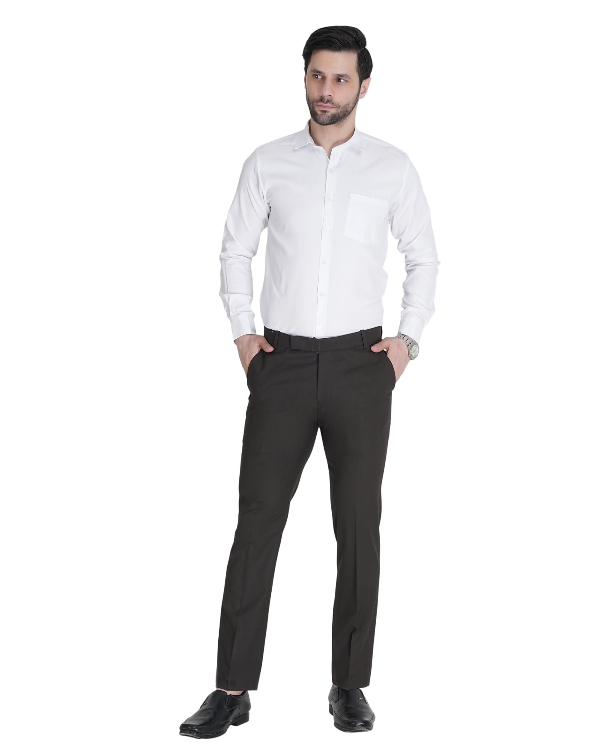 my grampus Men's | Regular Fit | Formal Bottom Wear Solid Trousers Polyester Viscose Lycra for Office Meetings Business Functions Weddings and Social Gatherings | Coffee Brown-picture-26