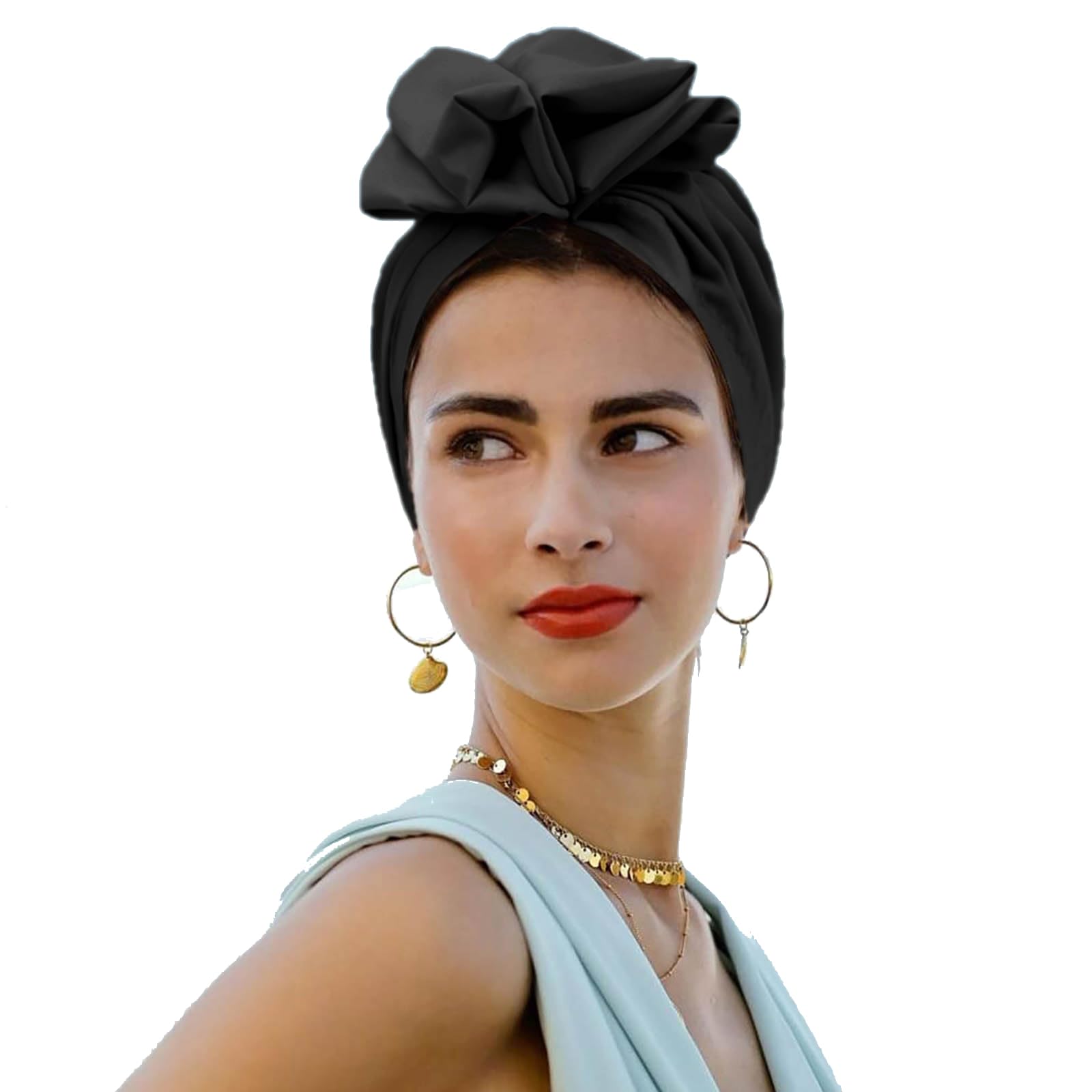 xinxinyuWomen's Fashion Head Scarf Head Wrap Cap Hair Scarf, Head Scarf For Women UK French Retro Turban For Women Flower Set Head Cap Head Scarves (Black)