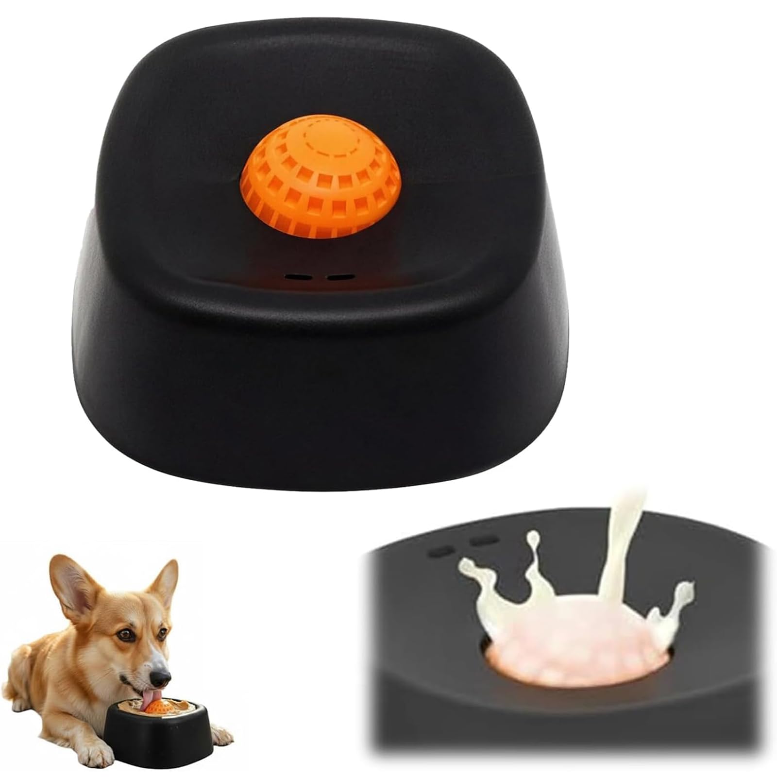 Slow Feeder Dog Bowls, Anti-Choking Dog Lick Bowls for Liquid Treat with Rolling Ball, Anti-Slip Interactive Feeding Slow Down Eating, Pet Lick Toy for Large Medium Small Breeds (Black)