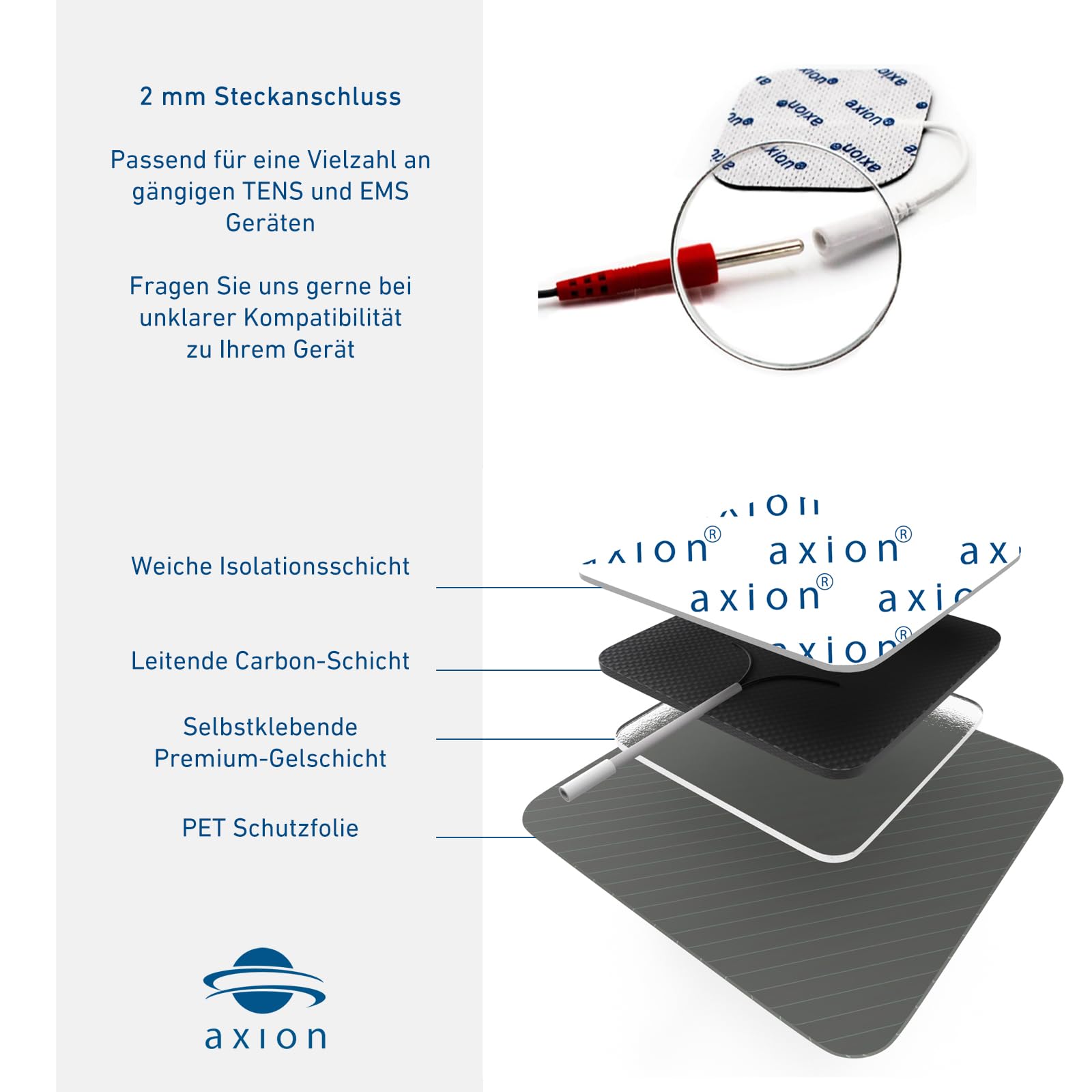 4 TENS EMS Elektroden-Pads 4x4 cm | Klebe-Elektroden für TENS-Geräte