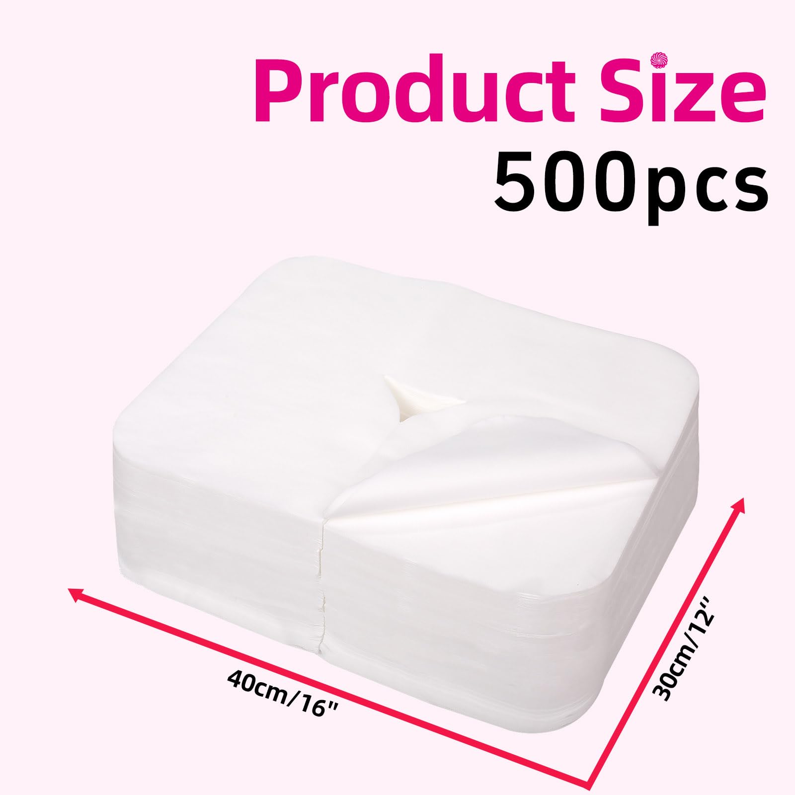 500 Stück Einweg Nasenschlitztücher für Massageliegen, Soft, Atmungsaktive, Hochwertiges Massagezubehör; Zur Verwendung auf Massageliegen und Behandlungsliegen, 30cm*40cm