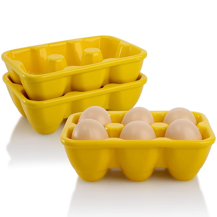 Buy AVLA 3 Pack 18 Cups Egg Tray, Half Dozen Porcelain Egg Holder