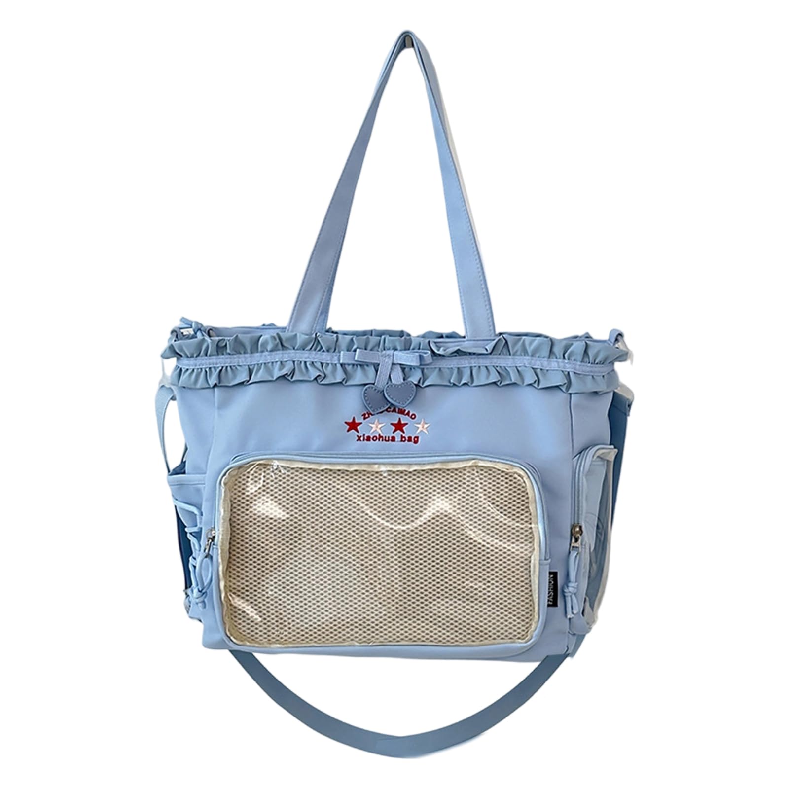 RAFGALDEX Large Capacity Crossbody Bag for Pin Display Lovely Itabag Ruched Lace Bows Shoulder Bag School Messengers Lovely Itabag