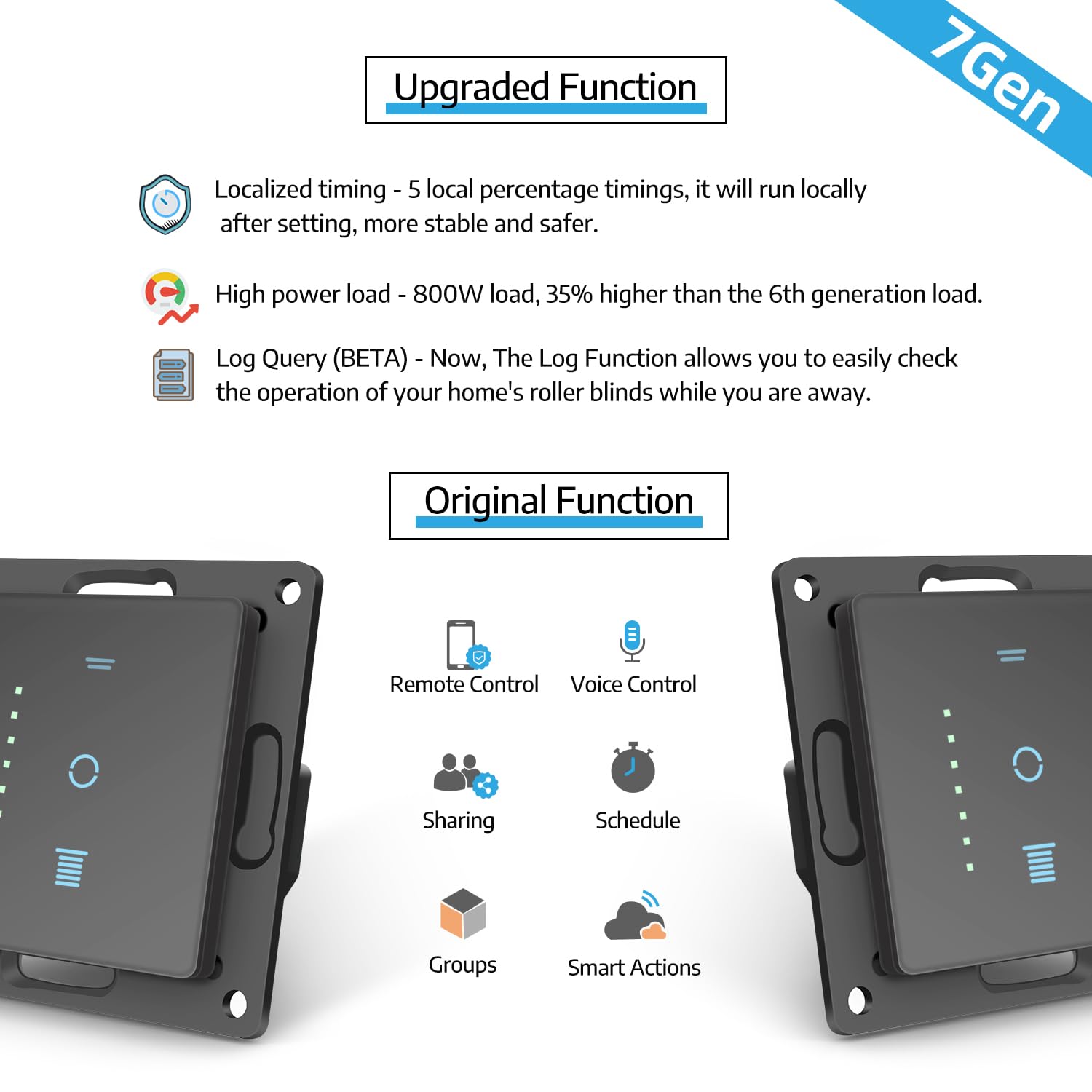 SMARTERCURRY Interrupteur de volet roulant WiFi, [7ème génération] Minuteur intelligent pour volets roulants/stores/auvents, interrupteur pour stores compatible avec Echo Alexa/Google Assistant, 2
