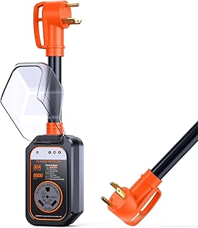 9500 Joules RV Surge Protector 30 Amp (UL Tested),RV Surge Guard 30 Amp Surge Protector, RV Circuit Analyzer Voltage Protector with LED Display,IP65 Waterproof Cover-Orange