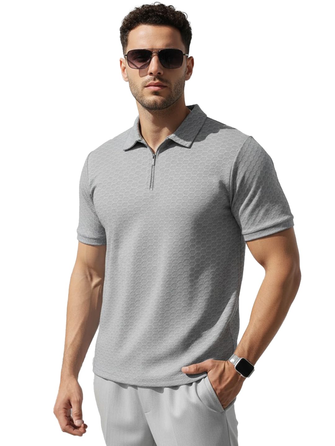 LEOTUDE Men’s Solid Super Soft Classic Polo T-Shirt: Regular Fit (Colour: Grey) LEOTUDE Men’s Solid Super Soft Classic Polo T-Shirt: Regular Fit (Colour: Grey)