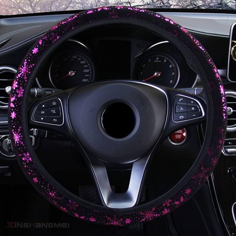 Coprivolante per auto brillanti fiocco di neve 4 colori antiscivolo carino per donne da 15 pollici (rosa)