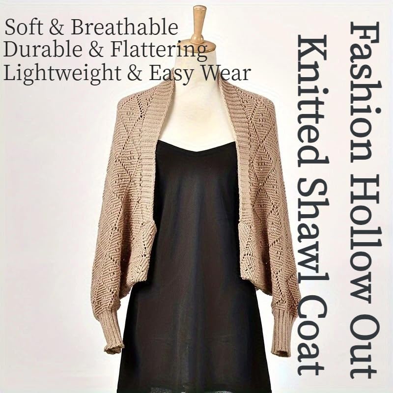 2025 New Knitted Shawl Coat, Fashion Hollow Out Knitted Shawl Coat, Wrap Cardigans for Women Lightweight Slouchy3
