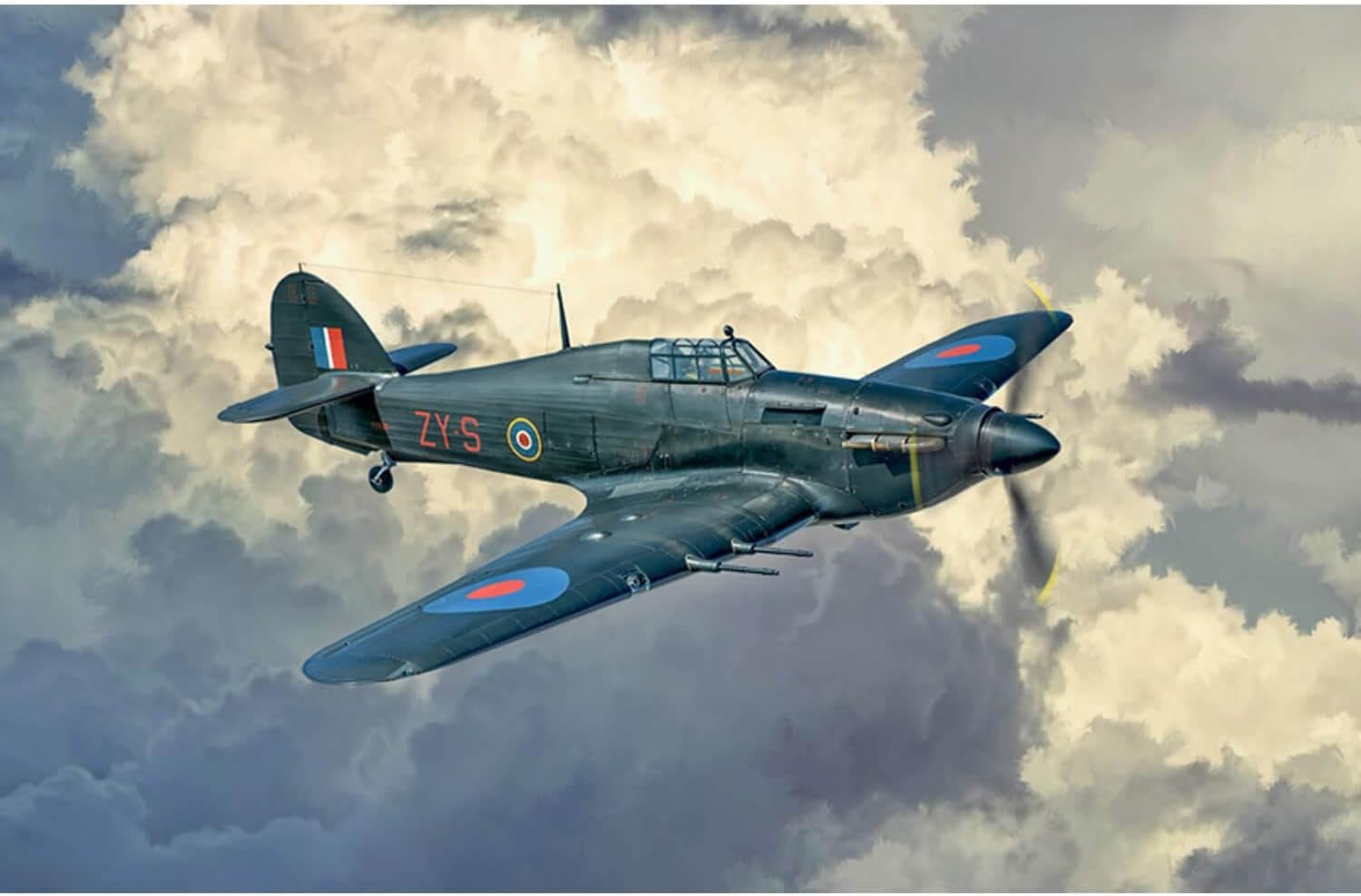 Italeri 2828 1:48 Hurricane MK.II C - Model Making, Kit, Floor Model, Hobby, Glue, Plastic Kit, Detailed, Gray