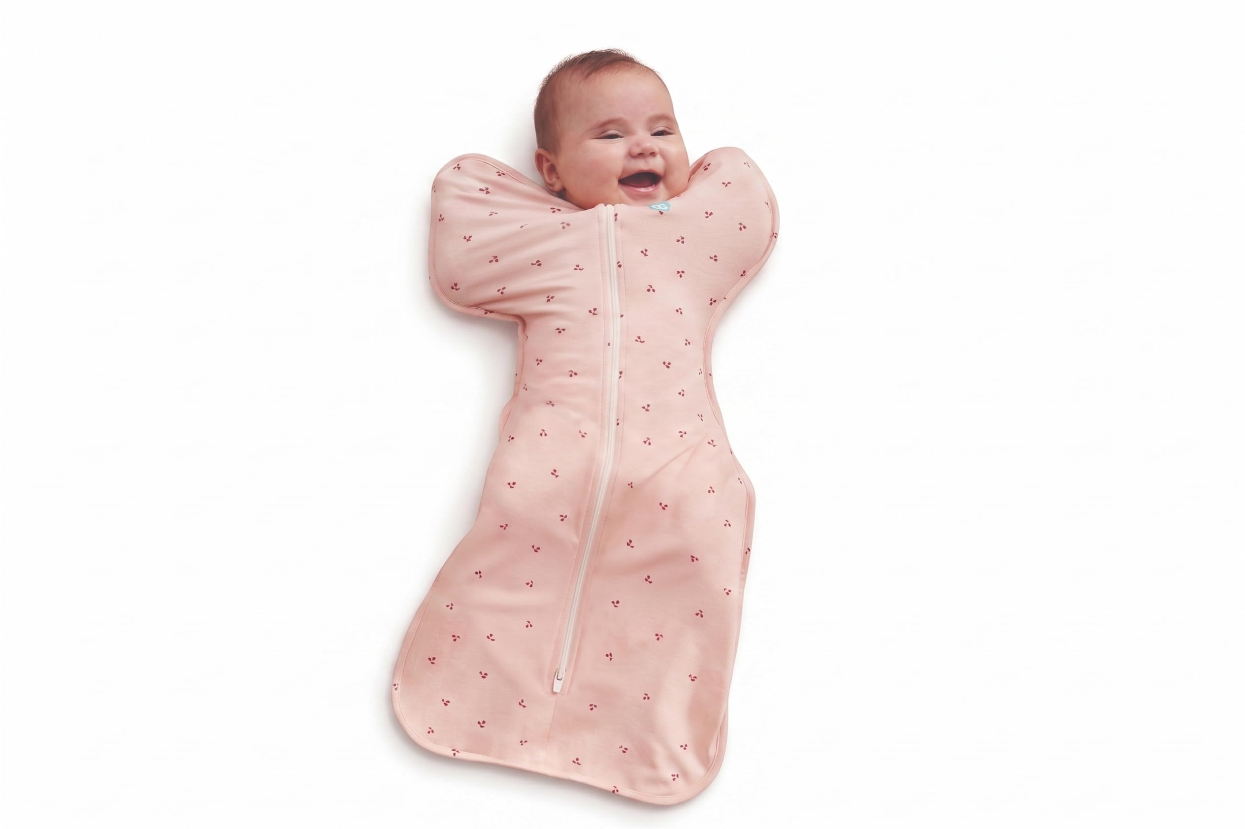 Photo 1 of "Love to Dream Swaddle Up Bamboo, Arms Up Position, Soft and Luxurious 95% Viscose from Bamboo,5% Elastane Wearable Blanket 1.0 TOG - (20-24°C) Ideal for Moderate Temps(Cherries Blush,Medium, 6–8.5kg)