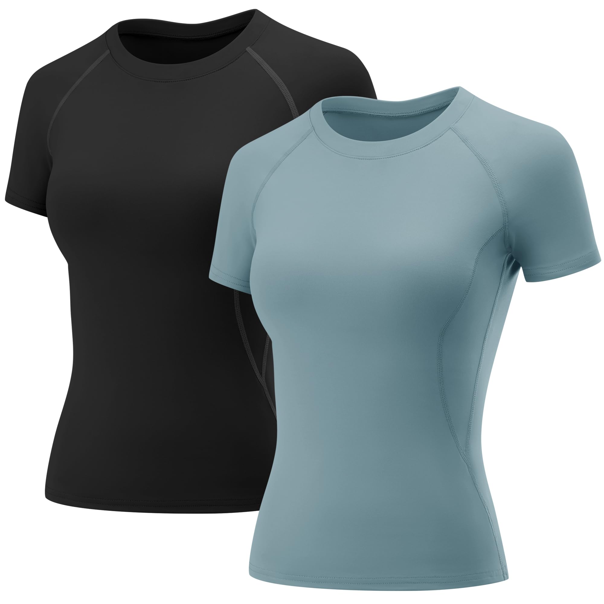 Rapbin T Shirt Damen Sport Top Gym Oberteil Yoga Rundhals Leicht Atmungsaktiv Sportshirt Workout Running Funktionsshirt Sommer Fitness Laufshirt
