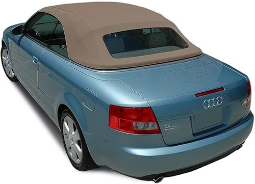AutoBerry Compatible con Audi A4 2003-2009 convertible con ventana de vidrio hecha de tela de lona, color bronceado