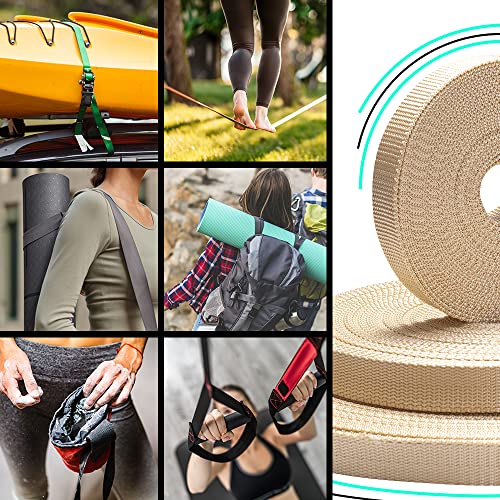 Image of TECEUM 3 /4 inch & 5 /8 inch & 1 inch & 1.5 inch & 2 inch Webbing - 10 25 50 Yards - 40+ Colors - Heavy Duty 1 Inch 1.5 Inch 2 Inch Backpack Straps - Webbing for Outdoors Indoors Crafting DIY