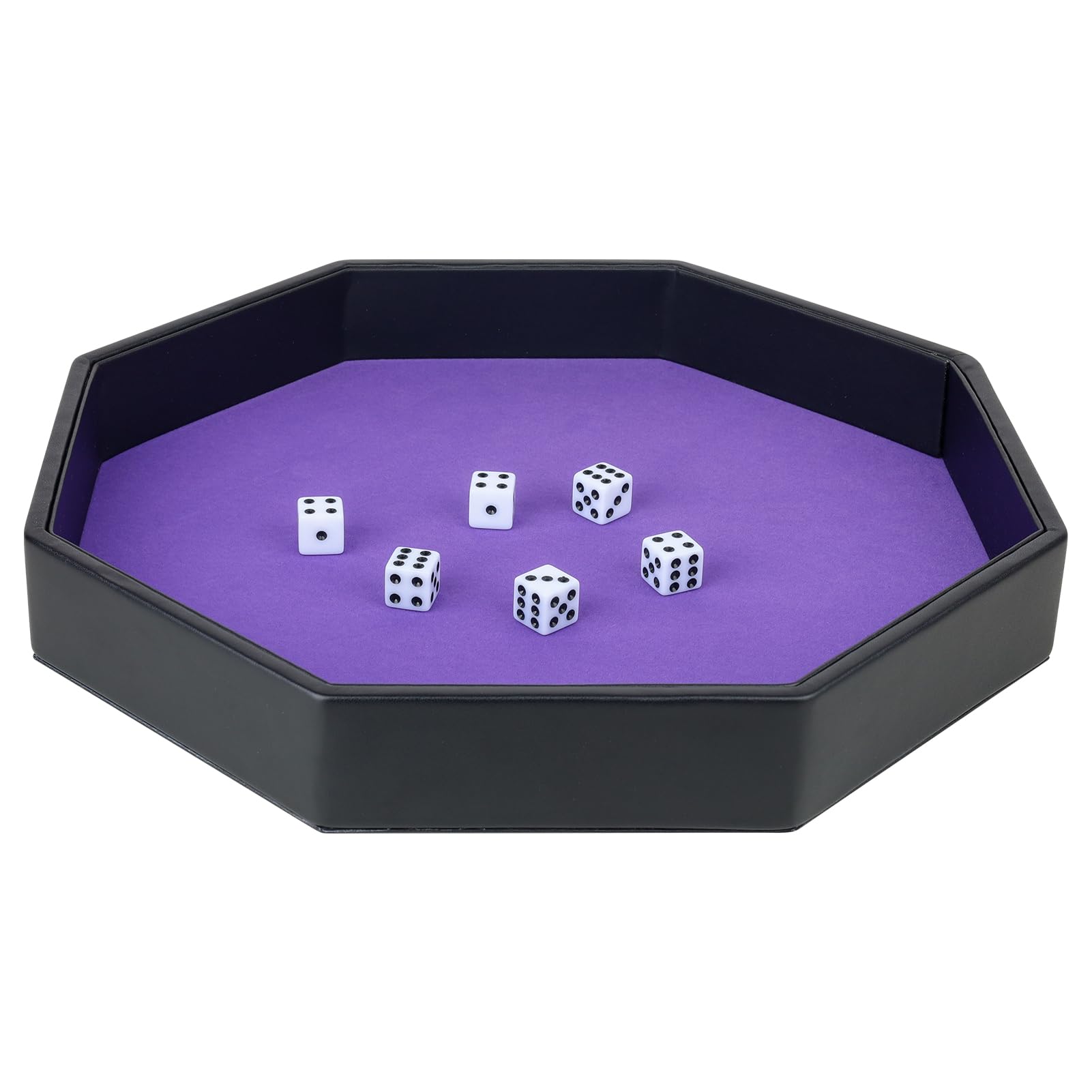 TOPTAN Dice Rolling Tray, Purple Felt Lined PU Leather Octagon Dice Tray for Dungeon Crawler Games, 30 x 30 x 4 cm - Image 2