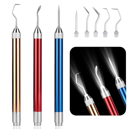 STFALI 3 herramientas de deshierbe LED para vinilo, herramienta de deshierbe de vinilo con 5 ganchos diferentes, herramienta de deshierbe iluminada,