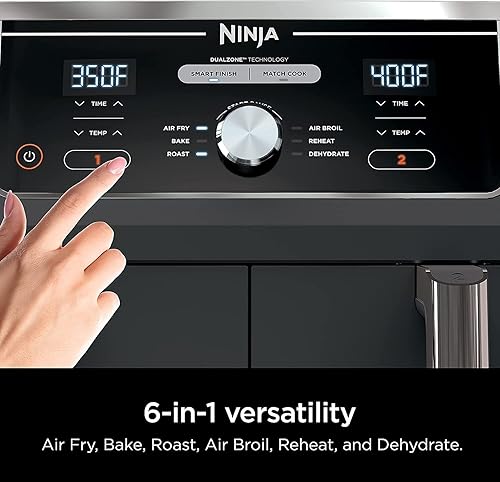 Miniatura 8 de Ninja DZ401 Foodi - Freidora de aire 6 en 1 de 10 cuartos de galón con tecnología DualZone, gris (renovado) AD350CO