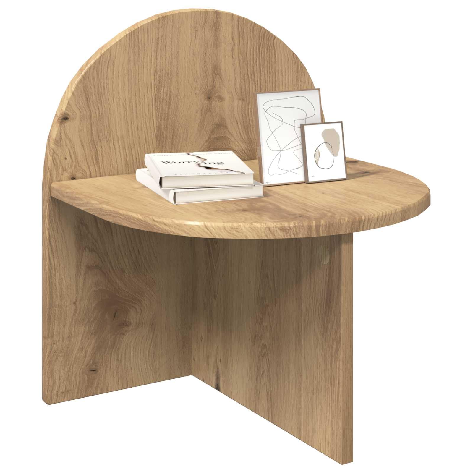 Comodino 2 pcs Rovere Artigianale 40 x 35, 5 x 45, 5 cm, Tavolino da Notte Moderno con Piano Rotondo, Comodino Sospeso o a Terra, Mobiletto Letto Compatto per Camera da Letto, Arredo Legno Caldo