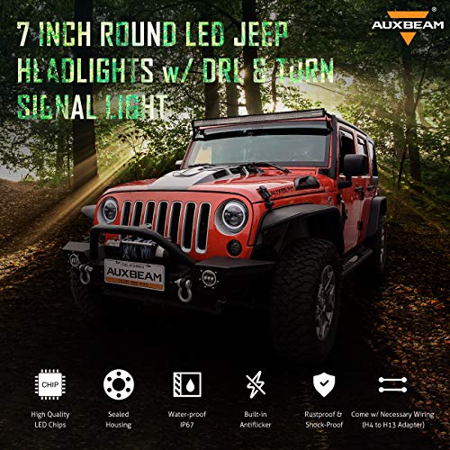 Image of Auxbeam 7 Inch LED Headlights DOT Approved for Jeep Wrangler JK TJ LJ CJ
