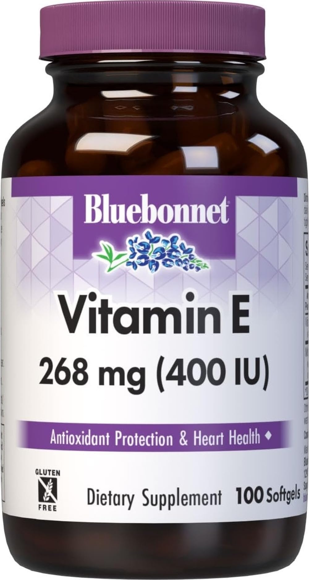 Bluebonnet Nutrition Vitamin E 400 IU (268 mg) Mixed Tocopherols Softgels, Free Radical Portection & Cardiovascular Support, Gluten-Free, Dairy-Free, Softgels, Servings, 100 Count