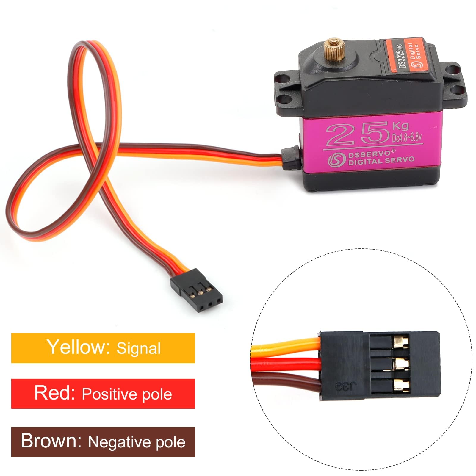 Serwo cyfrowe sterowane radiowo, 25 kg, wodoszczelne, serwo High Torque, cyfrowy serwo, modelarstwo, metalowa przekładnia, serwo 180°, serwa DS3225 do samochodów RC Auto Robot 1/10 1/8