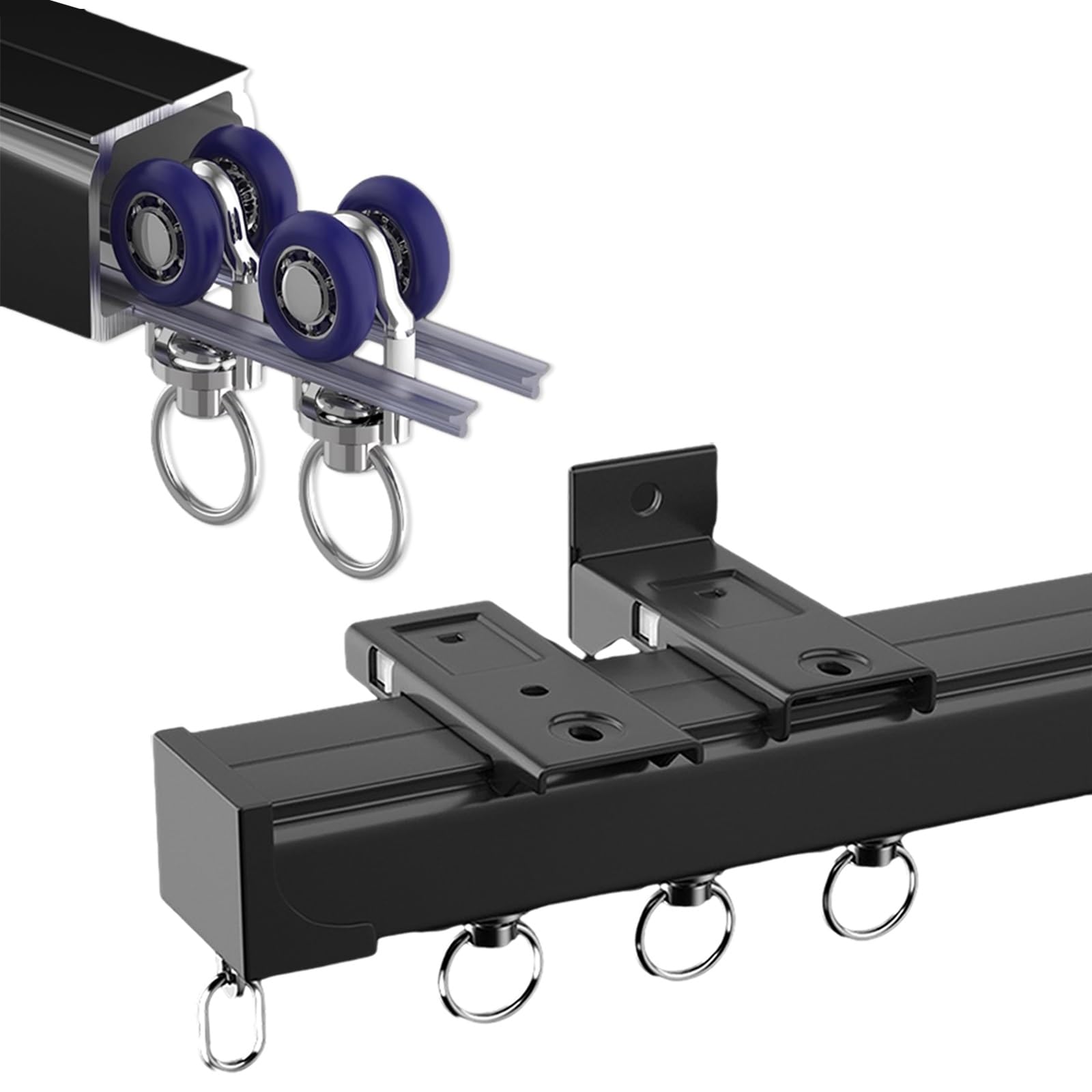 Binario in alluminio a 1 corsia, per soffitto o parete, ideale per finestre e docce, divisorio ospedaliero, spessore 2 mm, 360 cm (Francia)