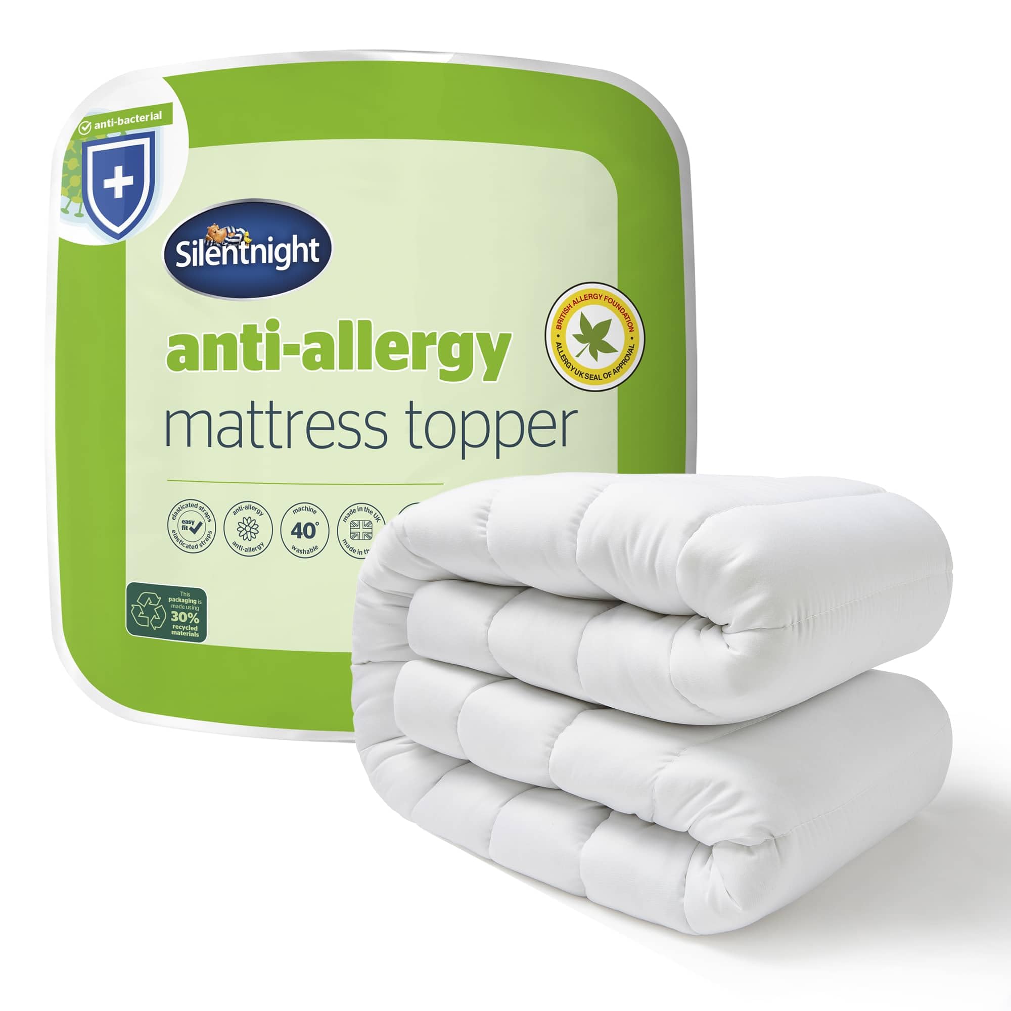 Silentnight Anti-Allergy Small Double Mattress Topper - Thick Deep Mattress Pad Protecting Against Allergies and Dust Mites - Hypoallergenic and Machine Washable - Small Double Bed
