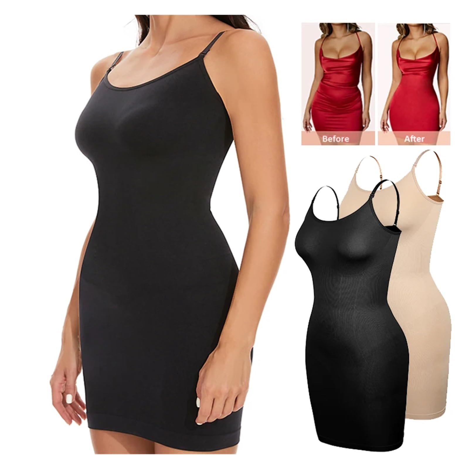 Vestido Moldeador Fajas Moldeadoras for Mujer, combinación Completa for Debajo de Vestidos, Control de Abdomen, sin Costuras, Invisibles, Moldeadoras de Abdomen.(Pink,L)