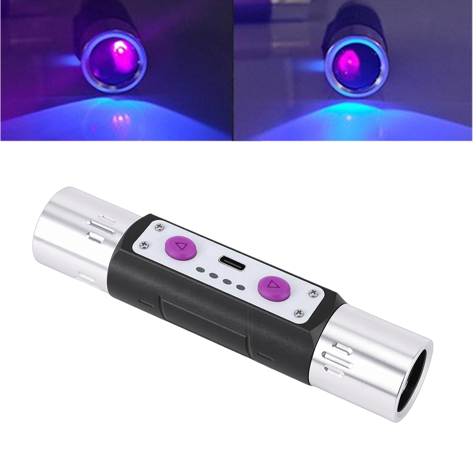 FILFEEL Lampe de Poche à Lumière Violette – Détecteur à Double Tête Rechargeable 3 W avec Longueurs d'onde 254 Nm + 365 Nm + 395 pour la Détection de Contrefaçon de Billets de Banque, l'évaluation,