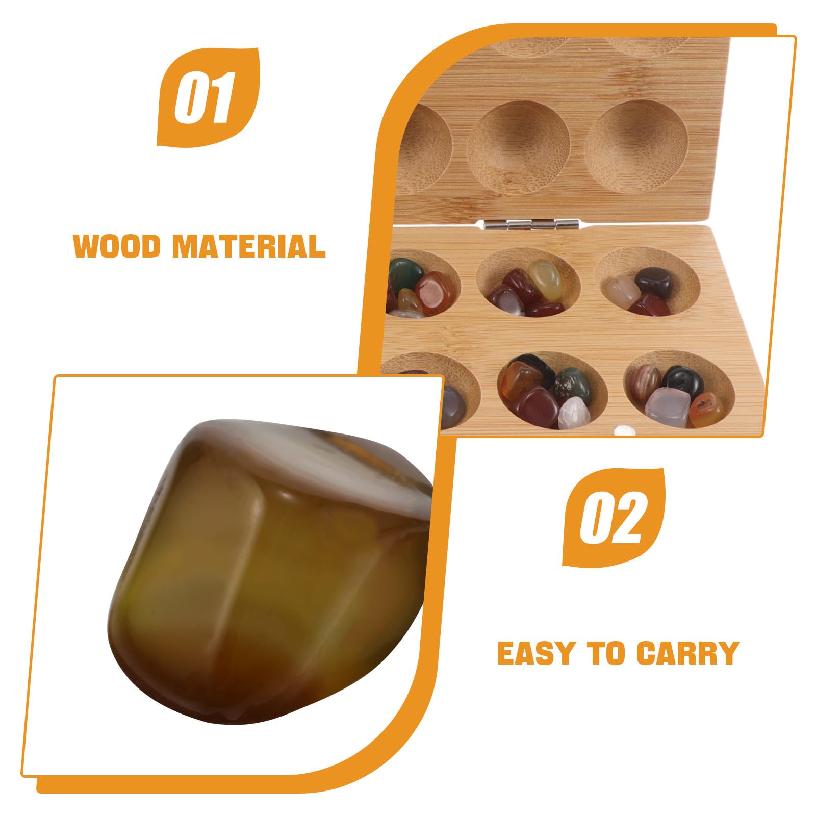 Juego de Mancala Infantil Plegable de Bambú y Piedra, 1 Juego Educativo