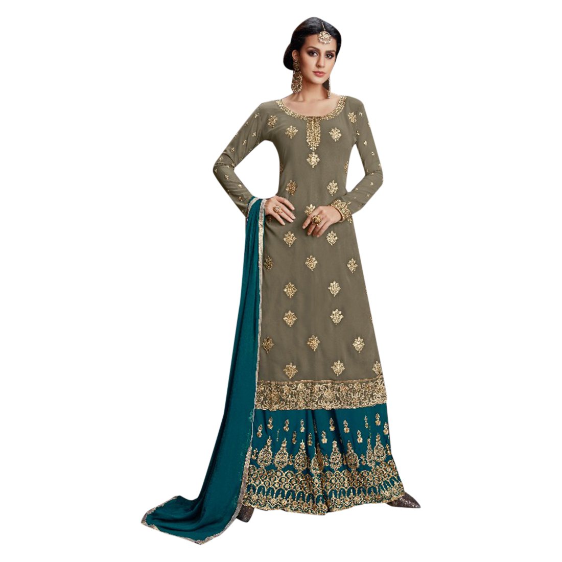 Vestido niña y mujer para bodas musulmanas, conjunto de kaftán y sharara a medida 2674 3