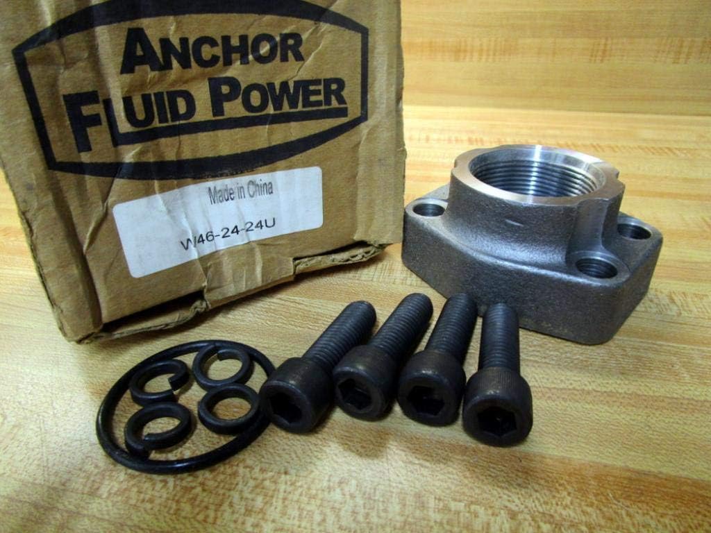 Anchor Fluid Power W46-24-24U Code 61 Carbon Steel SAE thread 4-Bolt Flange with Mounting Kit, O-Ring Type, 1.50" Port Size, 1.50" Pad Size, Carbon Steel