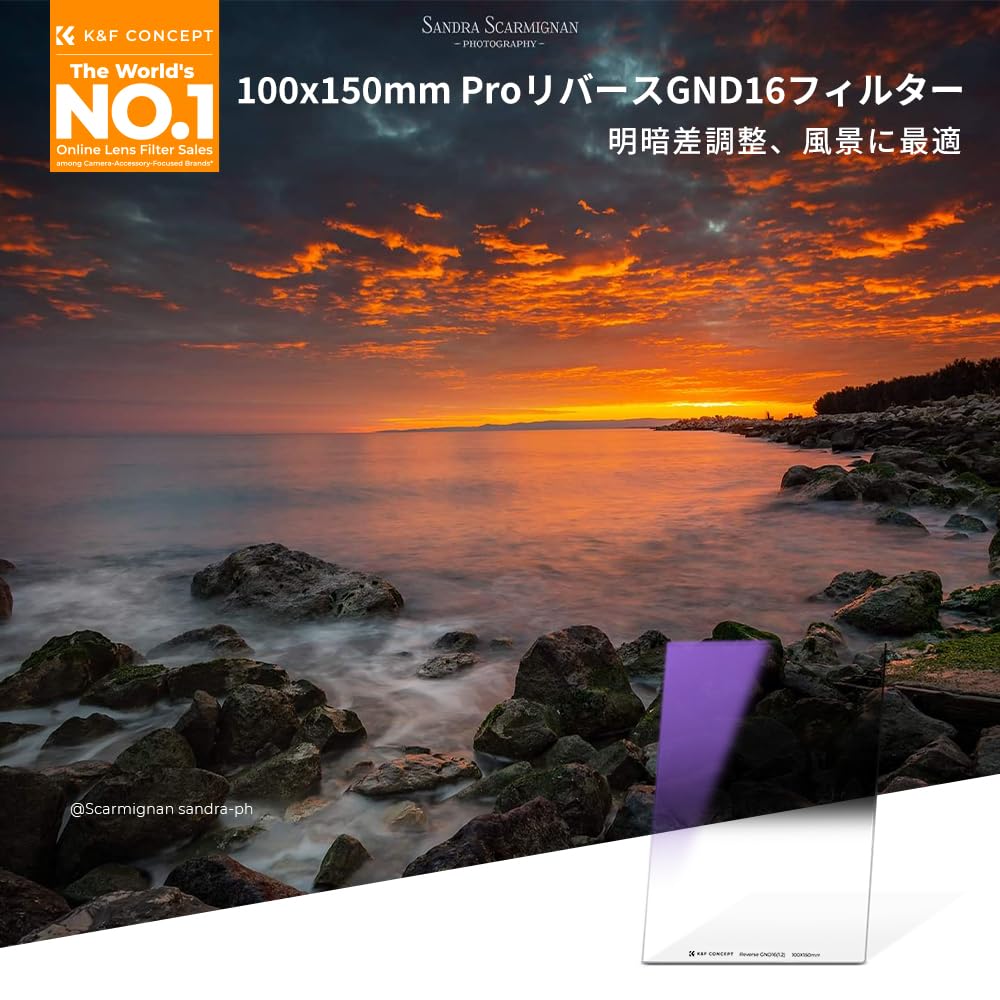 Amazon.co.jp: K&F CONCEPT ハーフNDフィルター GND16リバース