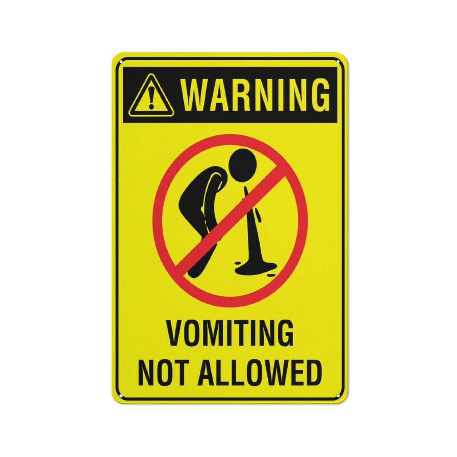 Warning Vomiting Not Allowed Classics Wall Art for Cozy Decor for kitchen Cafe living Room Farmhouse Restaurant Chic Plaque Decorative Gifts Tin Sign 8x12 Inch