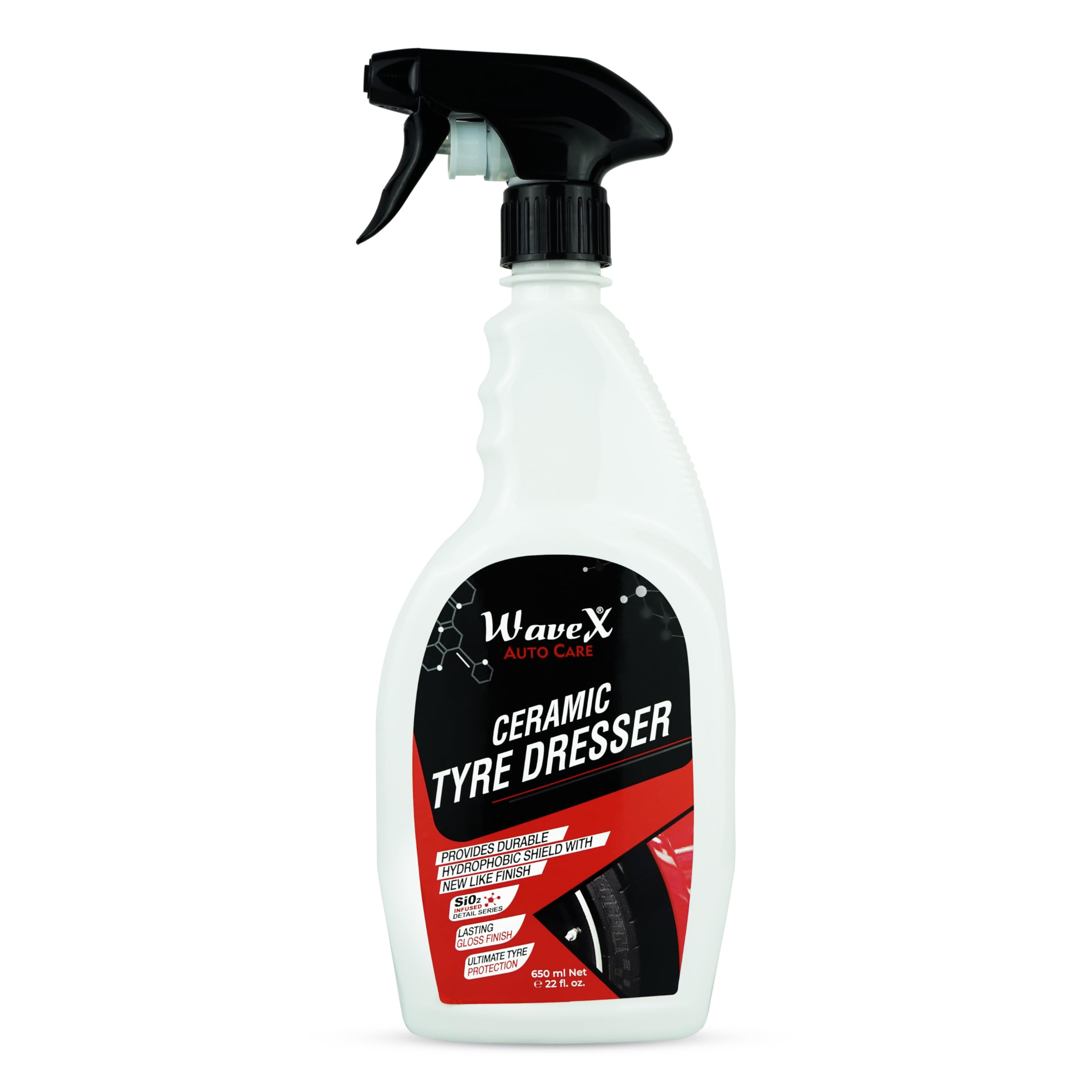 Wavex Ceramic Tyre Dresser 650ml | Superior Protection with Extra Shine | Ceramic Power Tyre Polish for Car