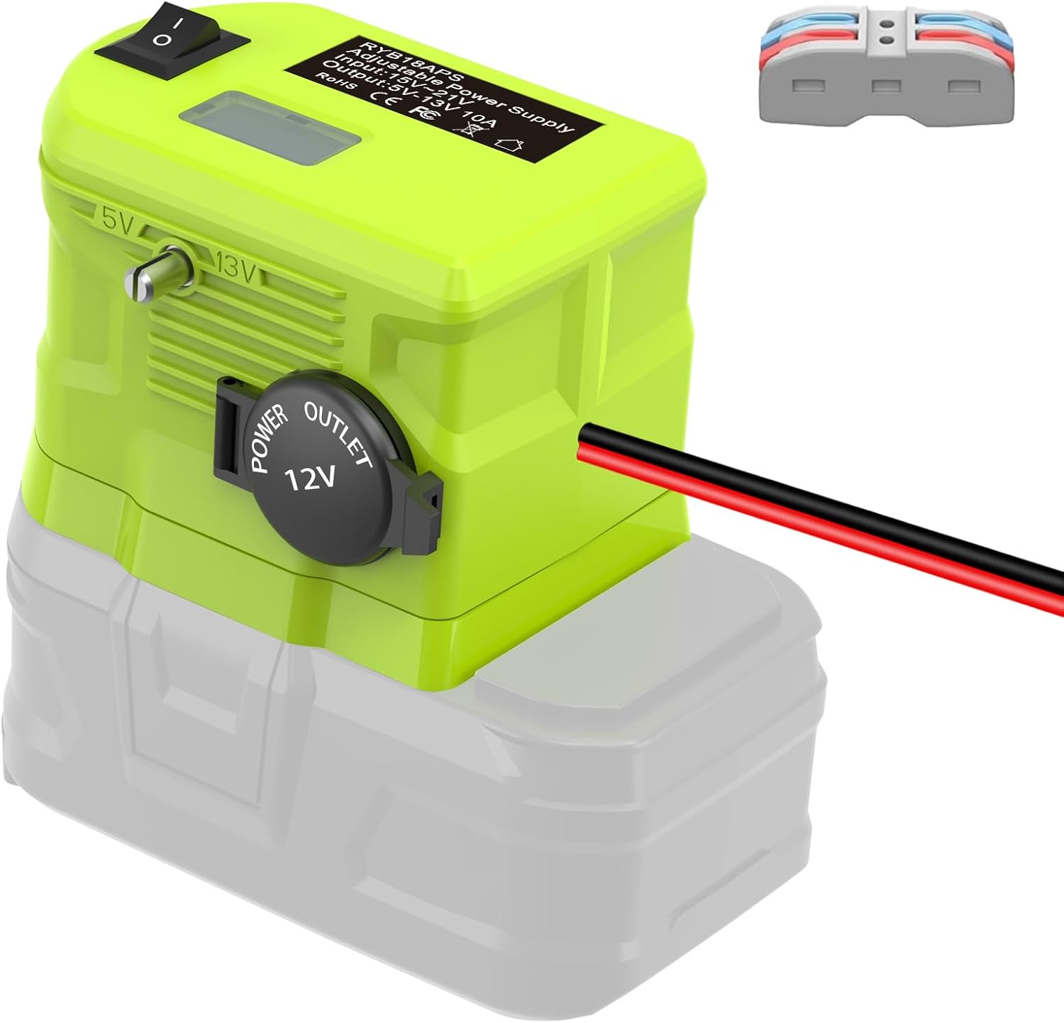 Step Down Converter for Ryobi 18V to 12V Battery Adapter, Power Wheel Voltage Reducer Transformer Adapter Requlator Power Supply for Car Appliance, with Terminal