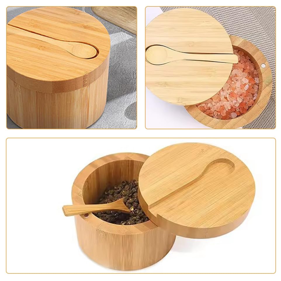 MAGICLULU Boîte à Condiment avec Couvercle Boîte à Sel pour Cuisine Récipient à Épices Rond pour Poivre Et Sel
