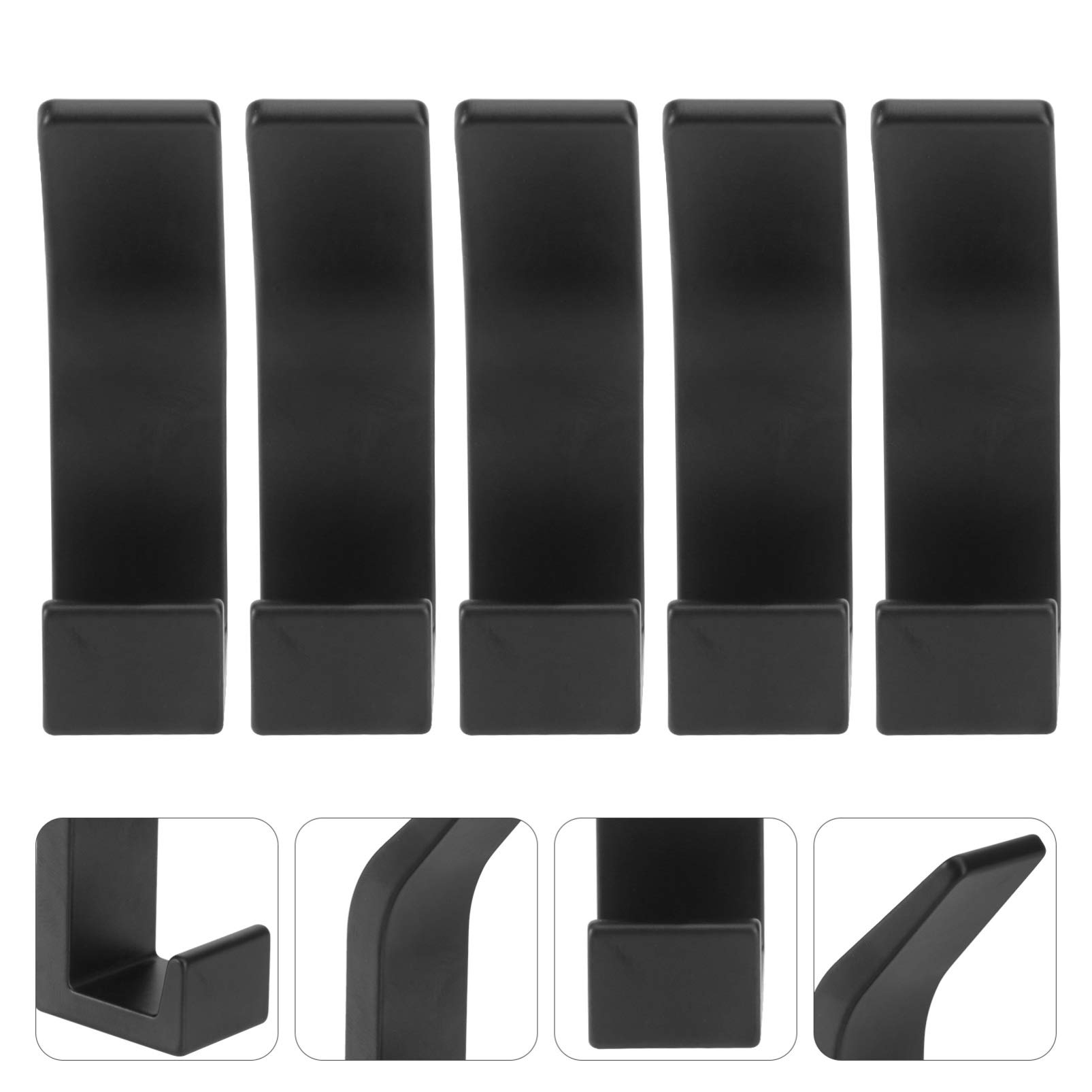VASDEV 5 ganchos de aluminio para puerta de dormitorio, organizador de ganchos para abrigos, tapa de pared para baño para toalla montada, gancho negro, colgador individual, colgadores de
