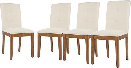 Miniatura 10 de DAGONHIL Juego de 2 sillas de comedor, modernas sillas de comedor tapizadas de tela, sillas de cocina sin brazos con patas de madera y asiento