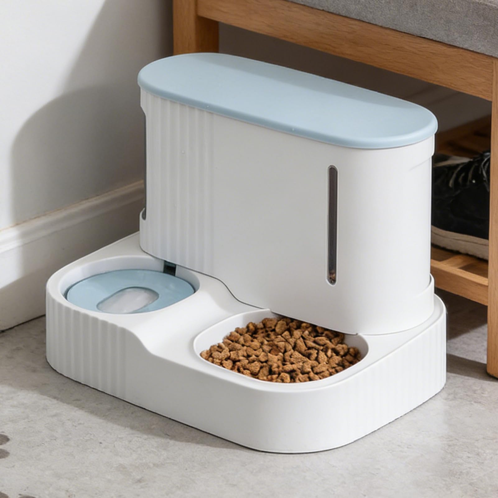 Distributeur de Nourriture et d'eau Automatique pour Chat,Fontaine À Eau Animaux 2 en 1 - Doseur Détachable De Croquettes pour Chat De 3L - pour Chaton
