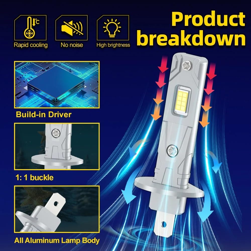 Ampoules LED Ampoules de phare LED 12000LM H1 H4 H7 H11 Feux avants auto