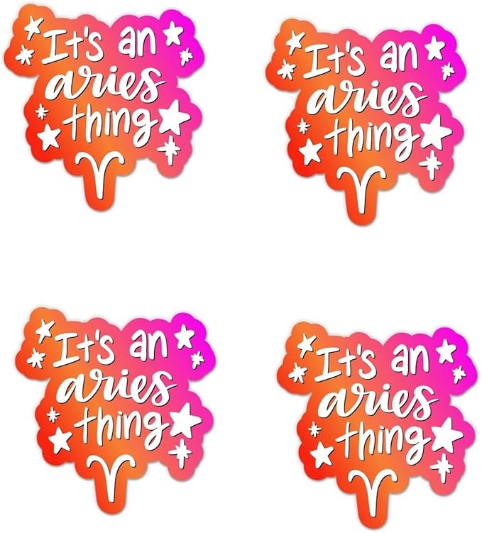 Pack of 4-3 Inch Stickers - Aries Zodiac Sign Sticker - Laptop Sticker -Waterproof Vinyl for Car Phone Water Bottle -Aries Decal - Sticker Graphic Decal