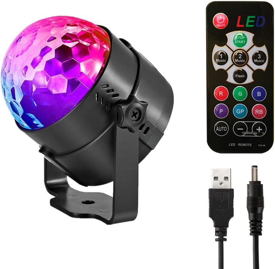 Portable Sound Activated Party Lights Dance Light Disco Ball Party Strobe Light DJ Lights Magic Led Stage Lights for Christmas Holiday Party Gift Kids Birthday Celebration Decorations Ballroom Room