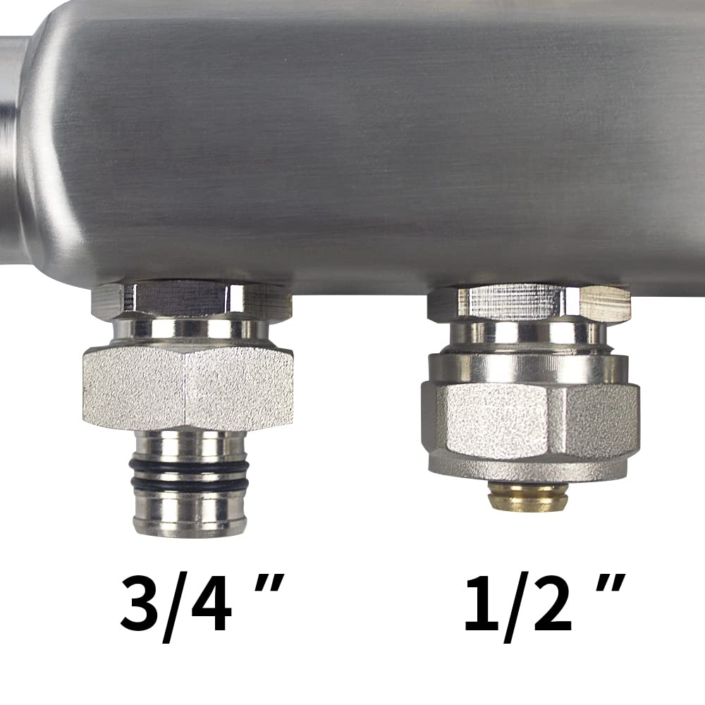 AB 10 Pcs 1/2" PEX Radiant Manifold Connector/Adaptor/Tubing Nuts, Branch Ports Plumbing Fittings for AB/WiseWater 2-12 Loop Manifolds